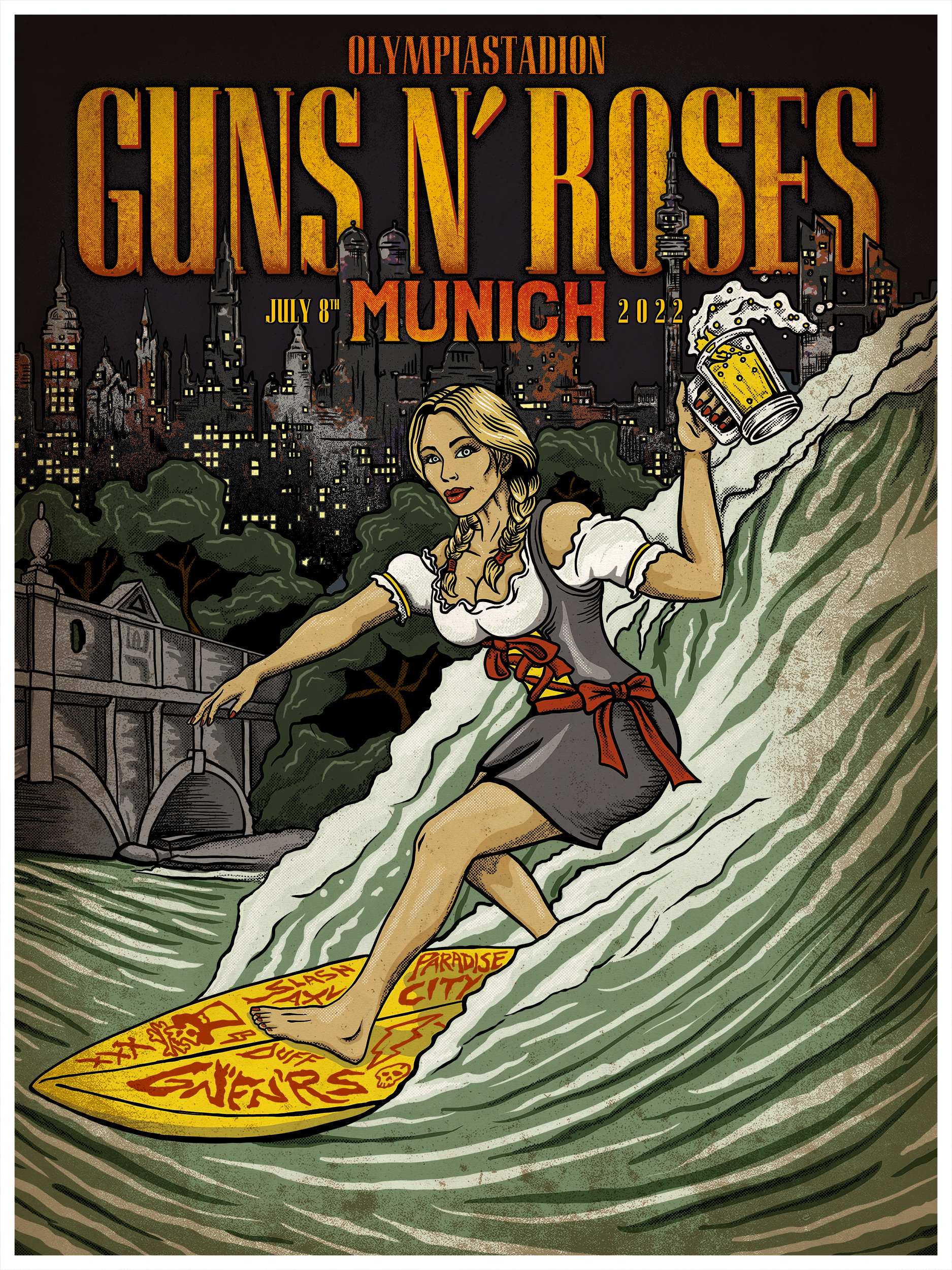 限定 Guns N' Roses 2022 Lithograph ポスター GUNS N' ROSES MUNICH 2022 WORLD TOUR LITHOGRAPH – DAPRSKL