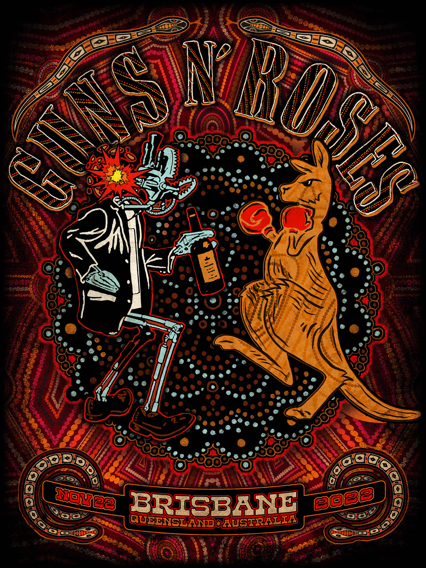 限定 Guns N' Roses 2022 Lithograph ポスター GUNS N' ROSES BRISBANE 2022 WORLD TOUR LITHOGRAPH – DAPRSKL